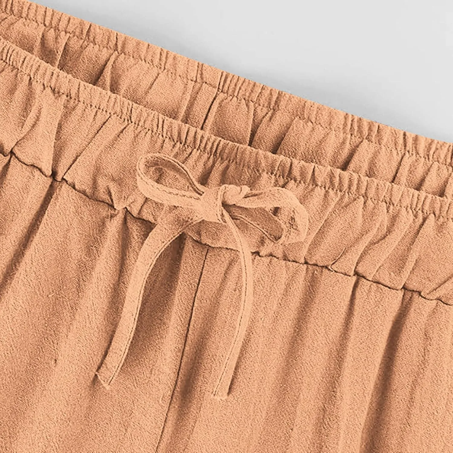 Linen Pants Women High Waisted Drawstring Palazzo Pants 2025 Flowy Wide Leg Trouser with Pockets Beach Vacation Clothes