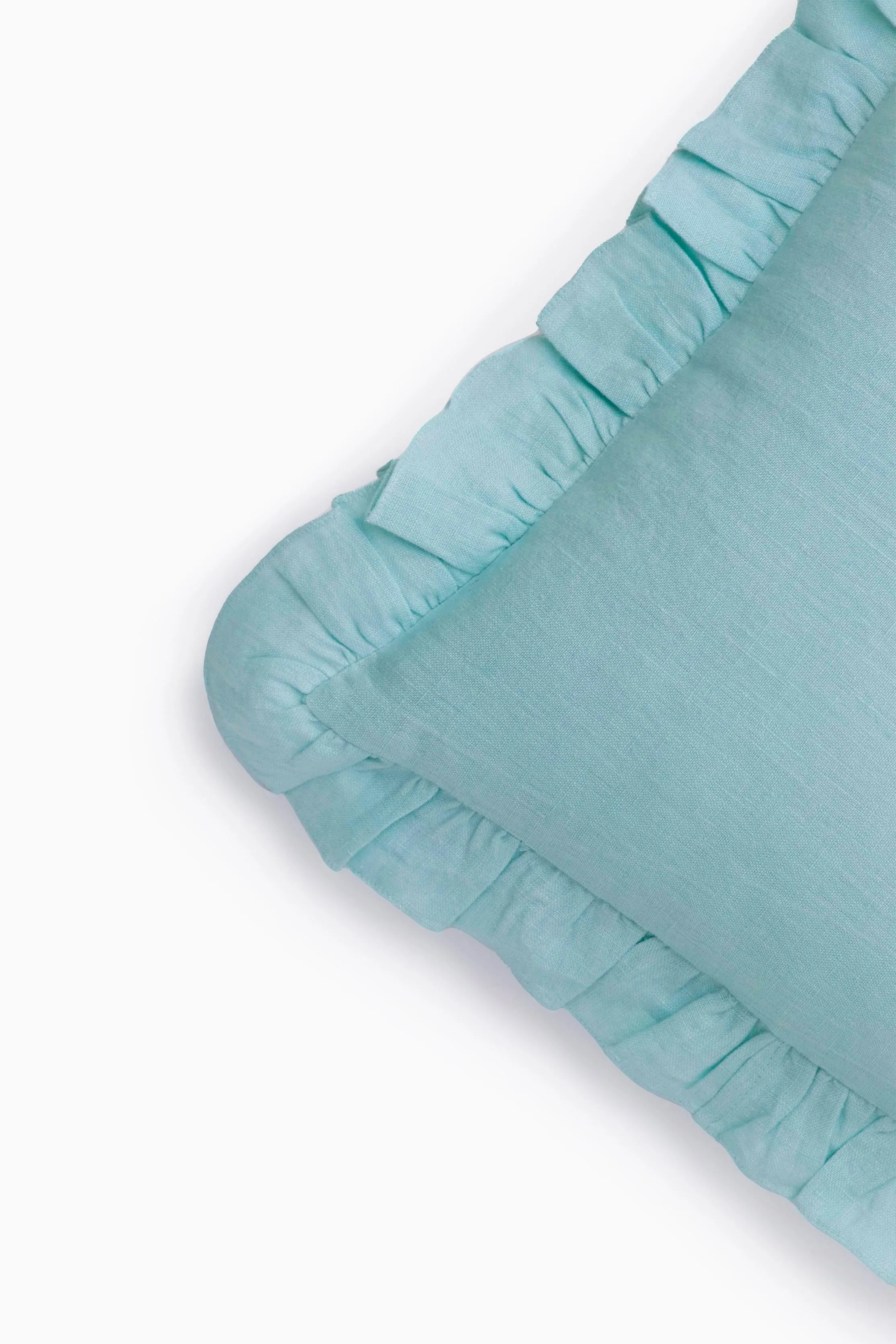 Linen Ruffle Medley Cushion Cover-Moody Blue