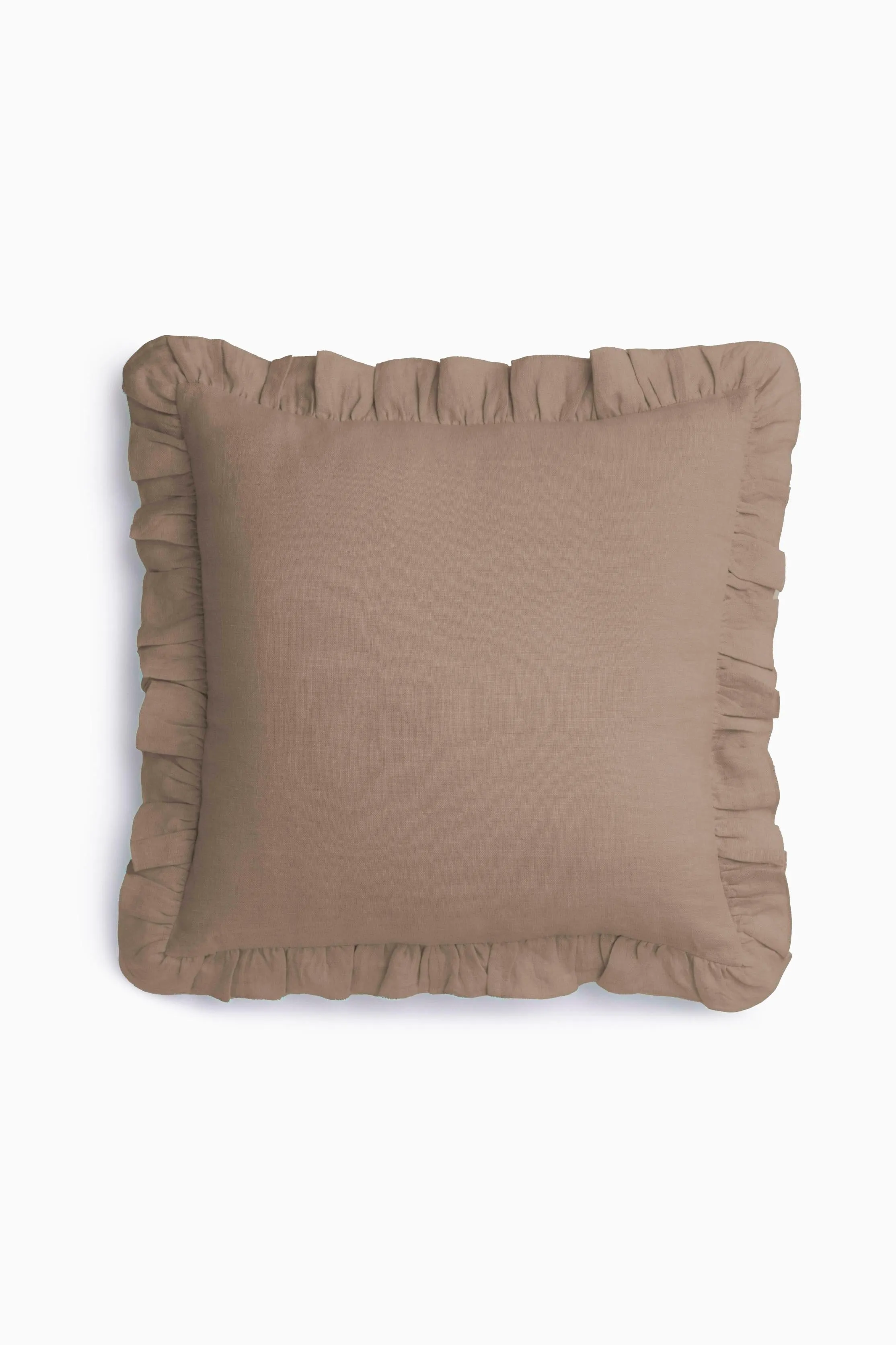 Linen Ruffle Medley Cushion Cover-Oatmeal