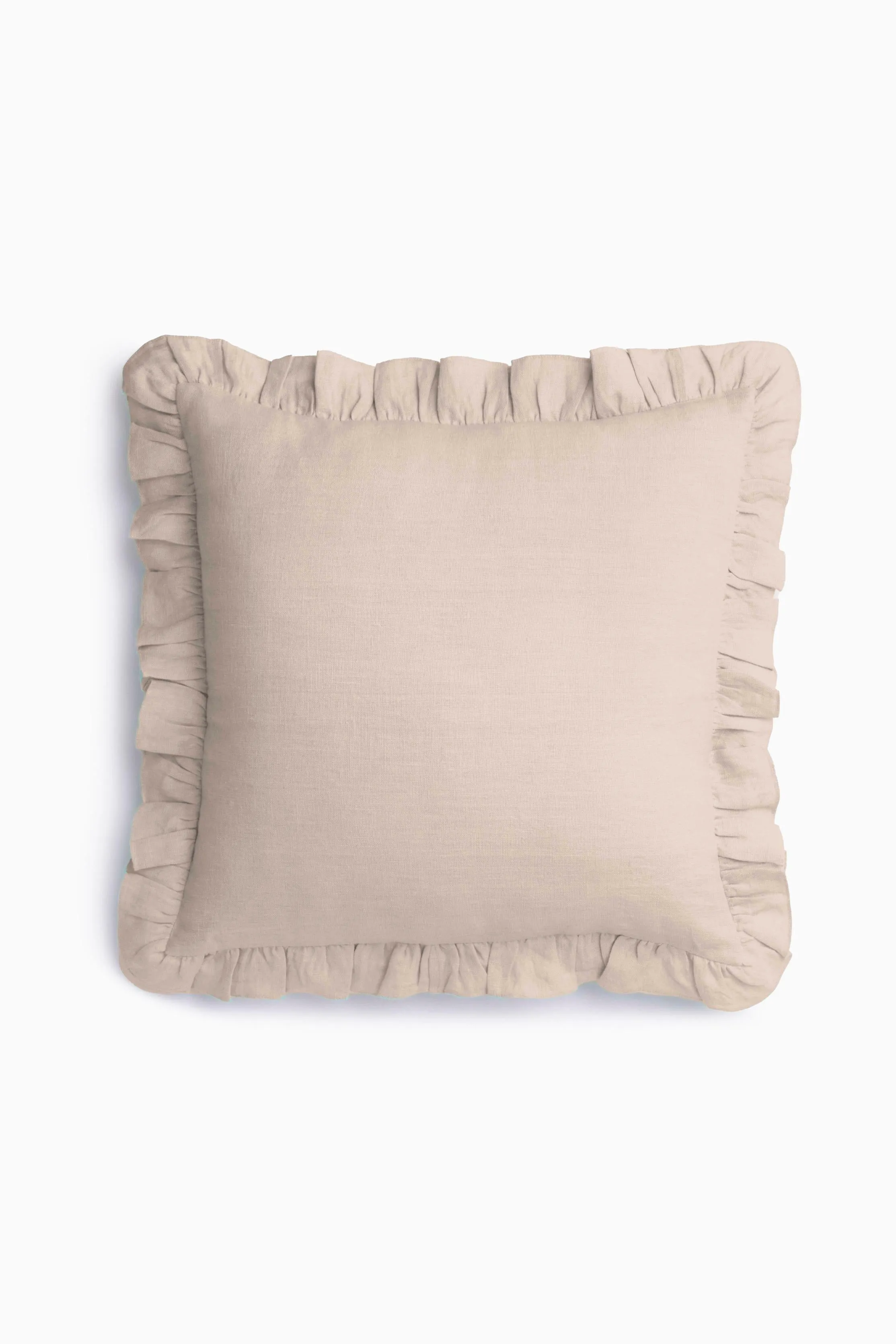 Linen Ruffle Medley Cushion Cover-Oatmeal