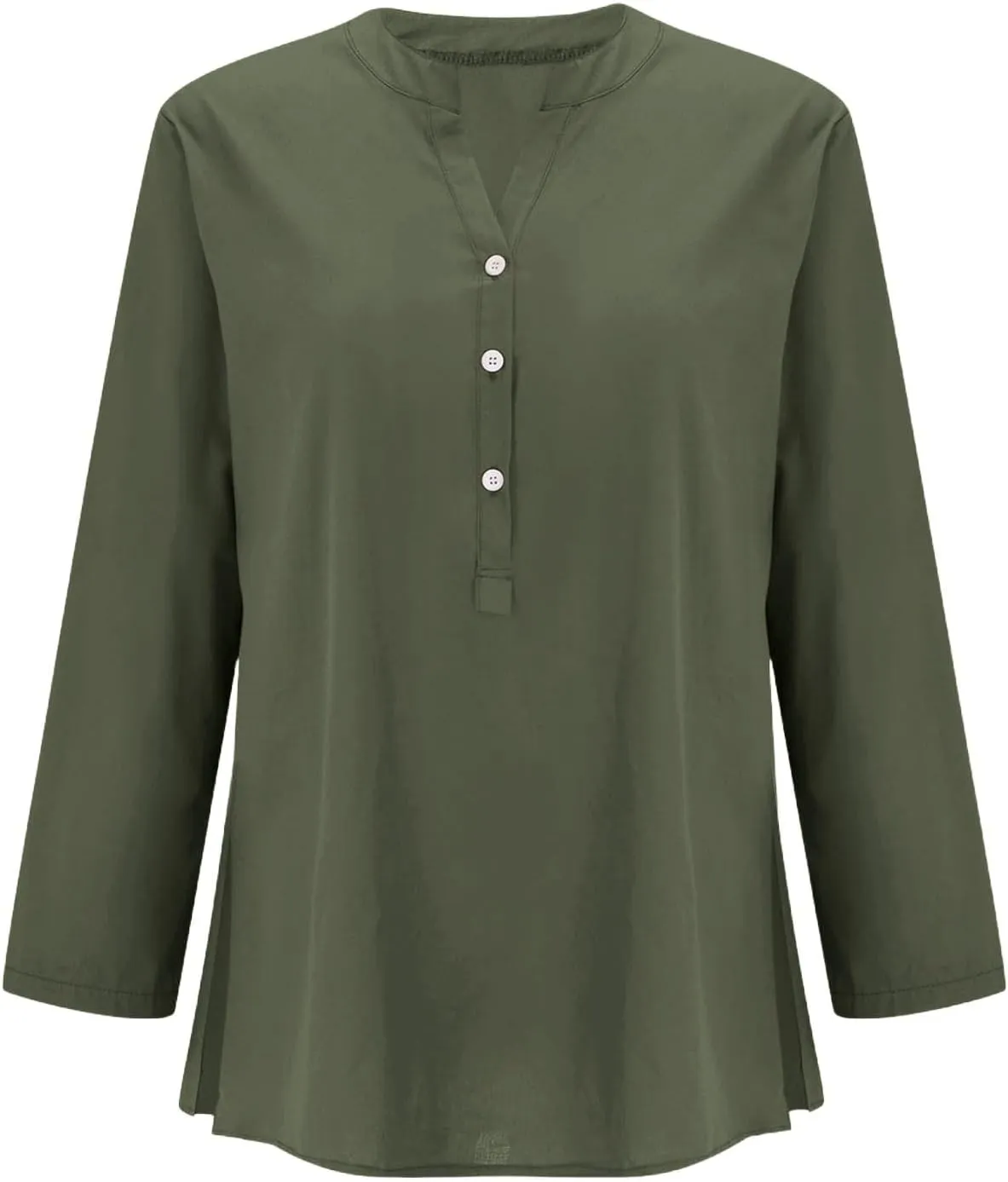 Linen Shirts for Women Button Down Shirts Short Sleeve Cotton Collared V Neck Solid Casual Blouses with Pockets