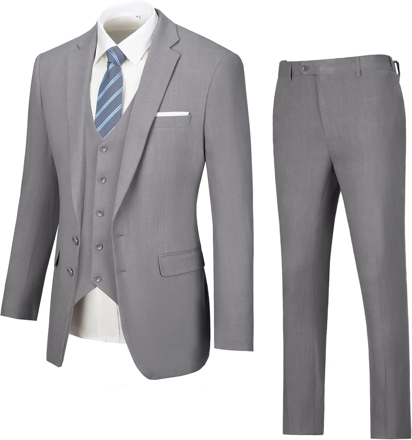 Linen Suit 3 Pieces Vintage Retro Wedding Prom Suits Slim Fit Jacket Blazer Groom Tuxedos