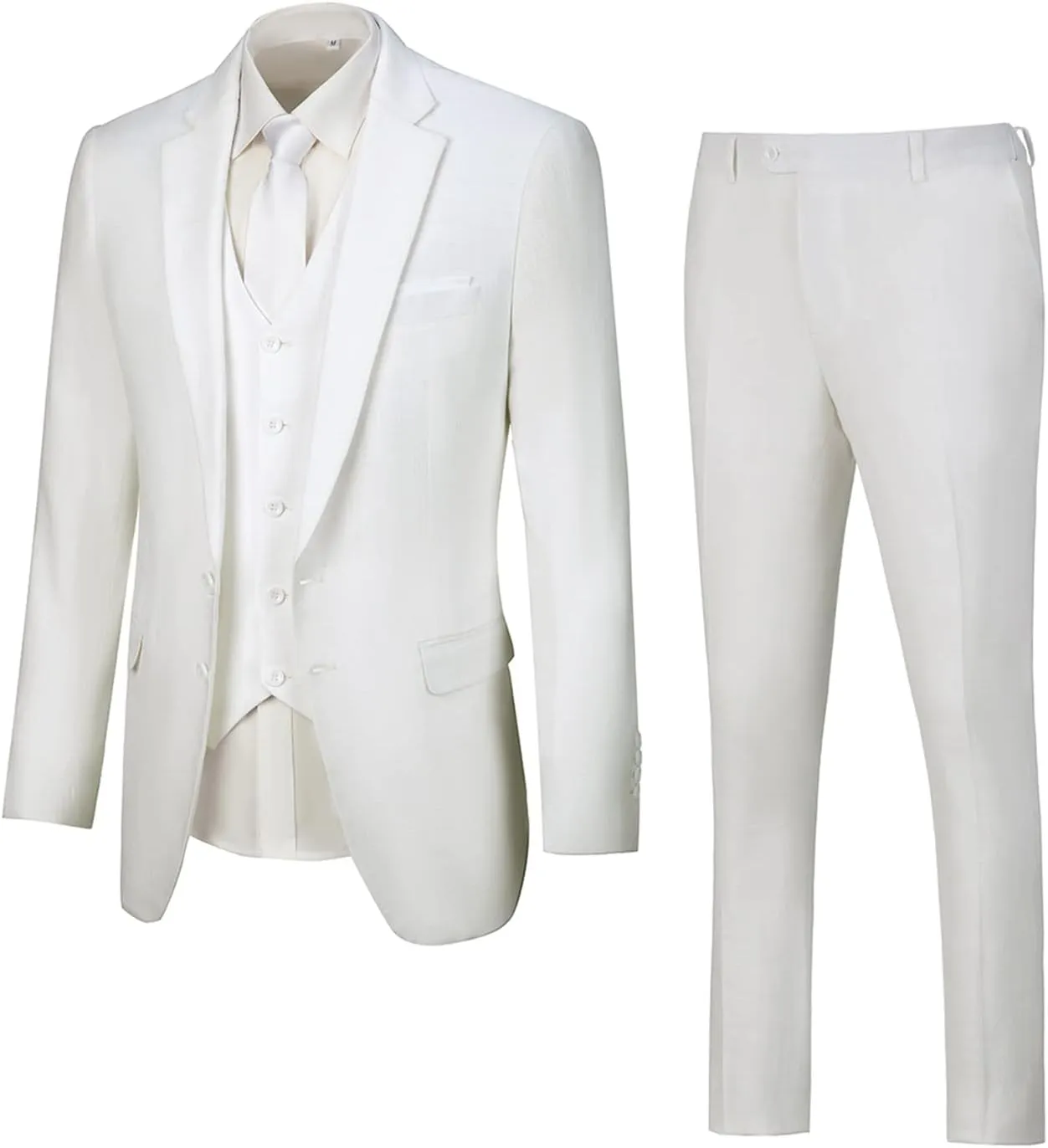 Linen Suit 3 Pieces Vintage Retro Wedding Prom Suits Slim Fit Jacket Blazer Groom Tuxedos
