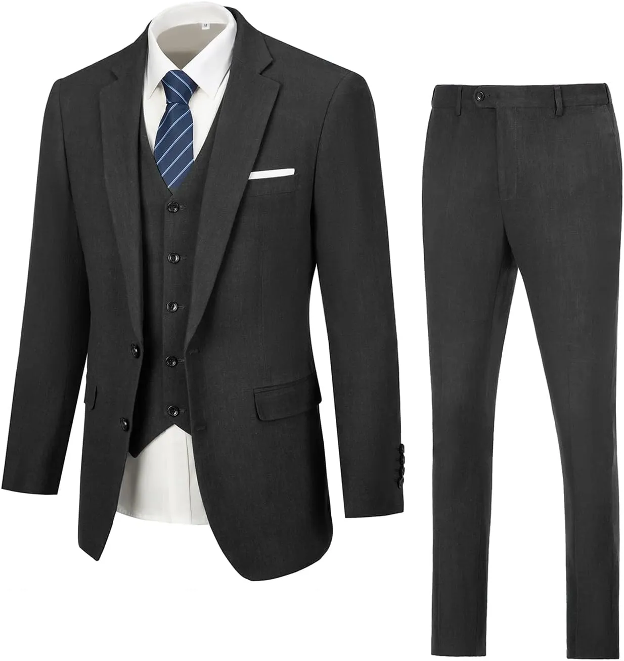 Linen Suit 3 Pieces Vintage Retro Wedding Prom Suits Slim Fit Jacket Blazer Groom Tuxedos