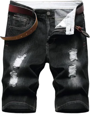 Litteking Men's Ripped Jean Shorts Casual Distressed Denim Shorts Summer Short Pants with Pockets