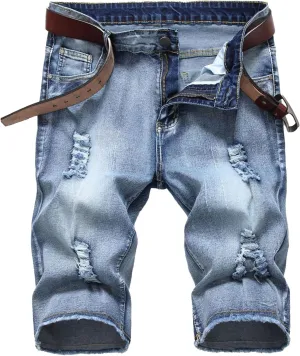 Litteking Men's Ripped Jean Shorts Casual Distressed Denim Shorts Summer Short Pants with Pockets