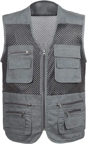 Locachy Men's Summer Outdoor Work Safari Hiking Travel Photo Fishing Vest with Pockets