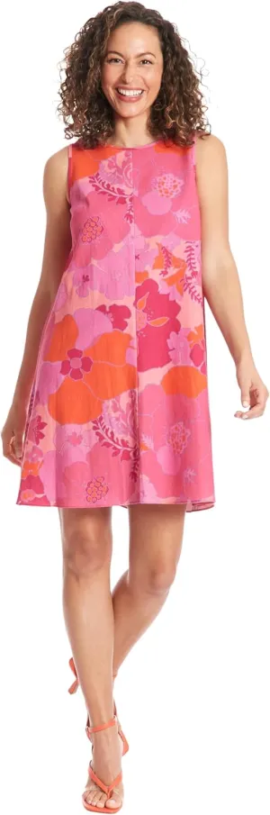 London Times Linen Blend Sleeveless Shift Summer Casual Dresses for Women