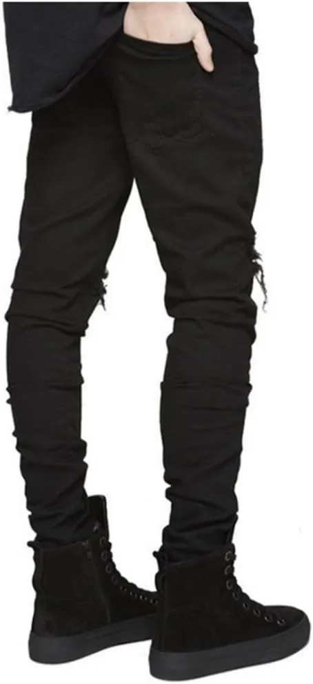 LONGBIDA Men's Slim Fit Ripped Stretch Skinny Jeans for Men, Distressed Tapered Leg Fashion Pants