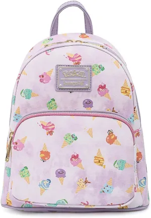 Loungefly Pokemon Ice Cream Acid Wash Denim Womens Double Strap Shoulder Bag Purse