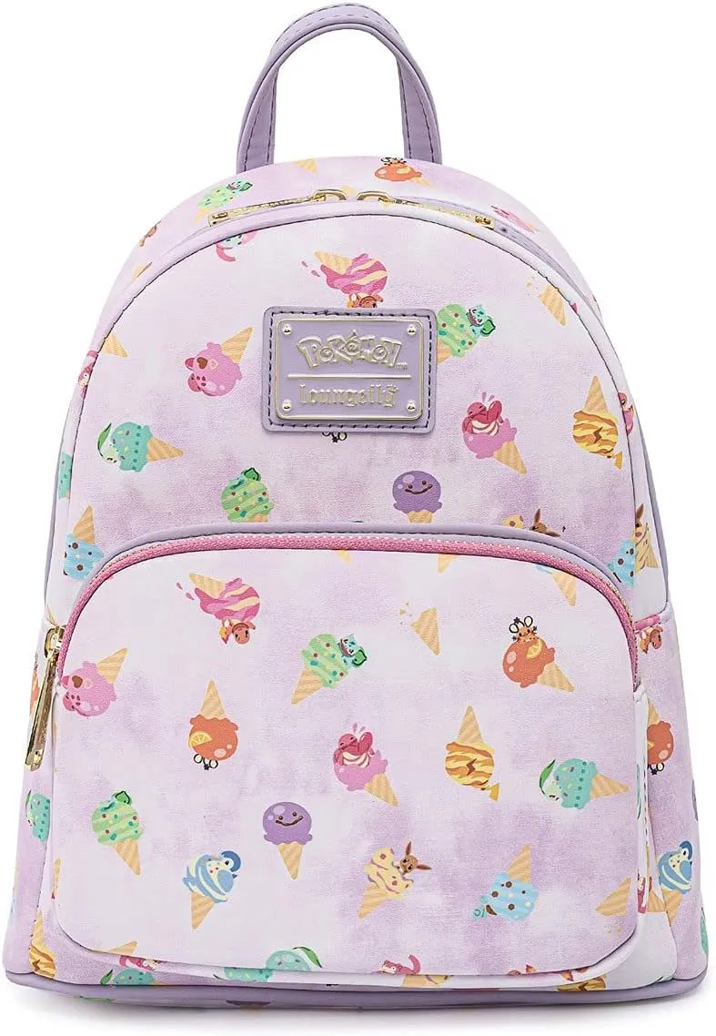 Loungefly Pokemon Ice Cream Acid Wash Denim Womens Double Strap Shoulder Bag Purse
