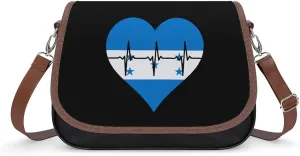 Love Honduras Heartbeat Cute Crossbody Purses for Women Leather Shoulder Bag Adjustable Shoulder Strap Handbag