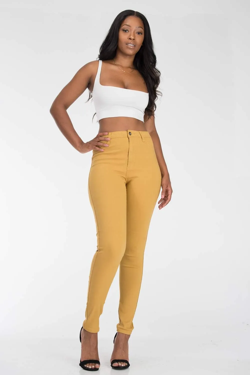 LOVER BRAND FASHION High Rise-Waisted Colored Destroyed Ripped Distressed Jeans Pants for Women