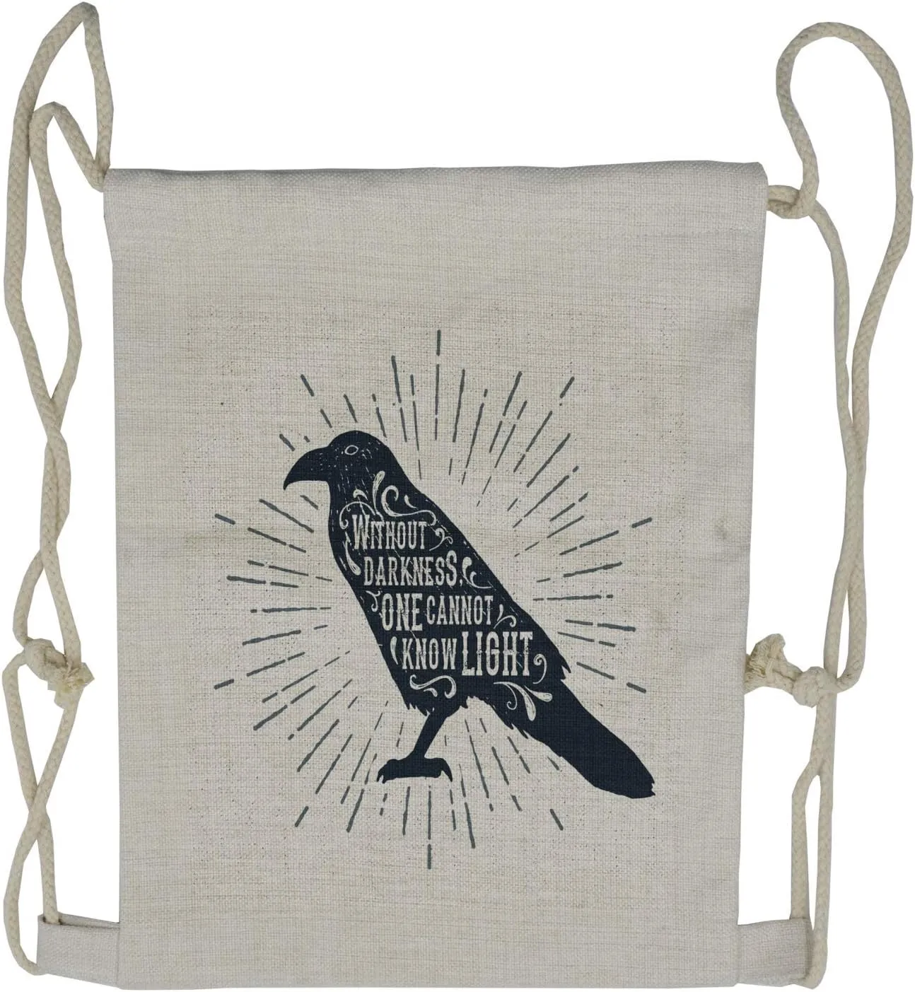Lunarable Raven Drawstring Backpack, Words Gothic of Wisdom, Sackpack Bag