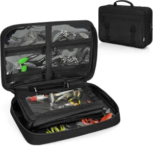 Lure Bag Utility Binder Tackle Bag - with 4 Single Pocket Sleeves and 2 Double Pocket for Lure, Line, Hooks, Sinkers, Black