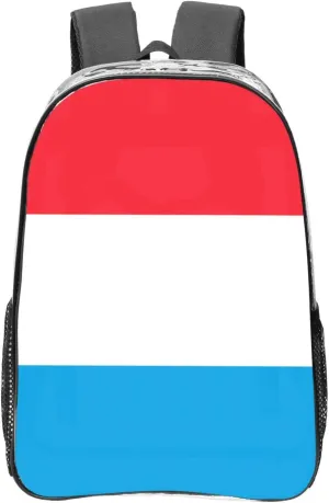 Luxembourg Flag Transparent Backpack-16-Inch Pvc Clear Backpack With Side Pockets,Black