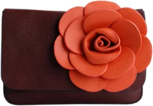 [Luxurious Coffee] Flower Leatherette Clutch Shoulder Bag Clutch Casual Purse