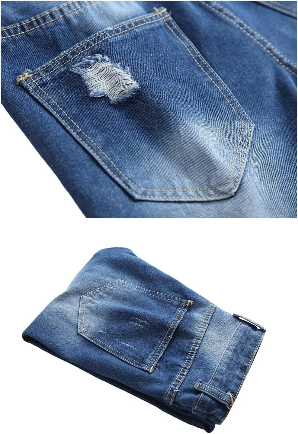 LZLER Mens Ripped Jeans,Distressed Destroyed Slim Fit Straight Leg Denim Pant with Holes