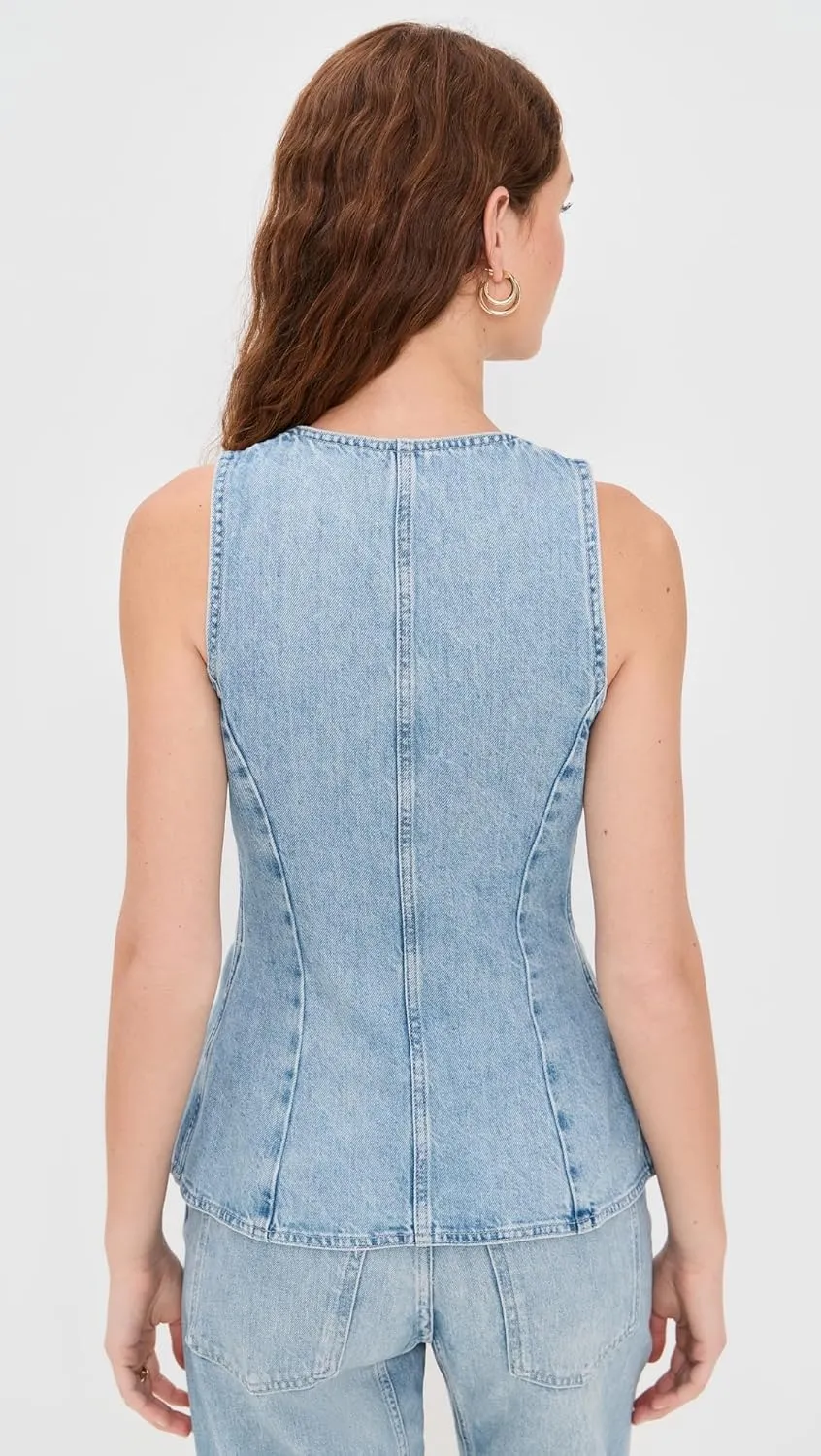 Madewell Women's Denim Scoop Neck Vest in Edmonson Wash