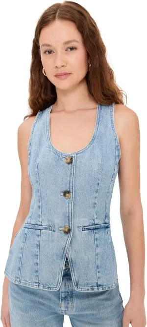 Madewell Women's Denim Scoop Neck Vest in Edmonson Wash