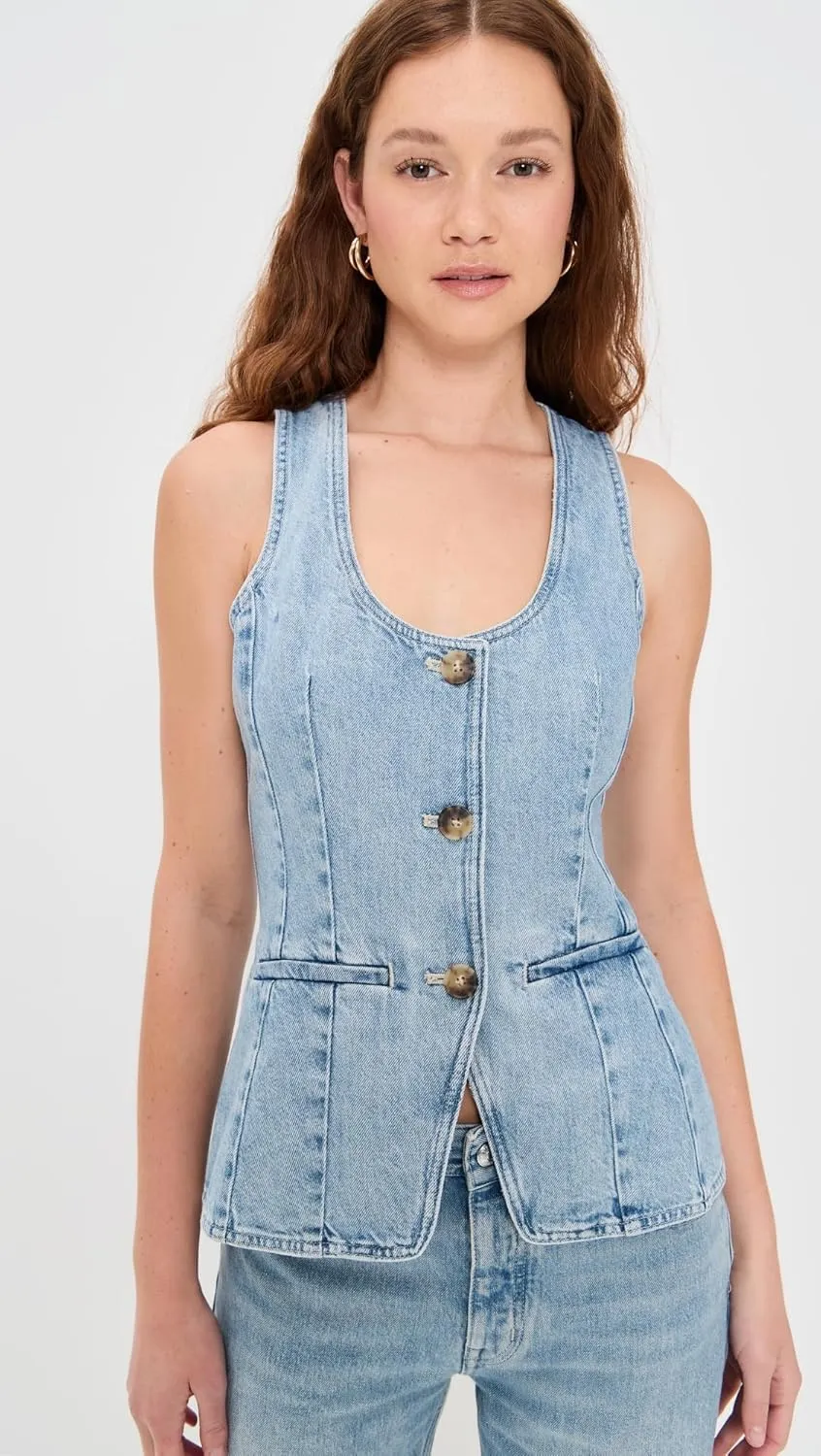 Madewell Women's Denim Scoop Neck Vest in Edmonson Wash