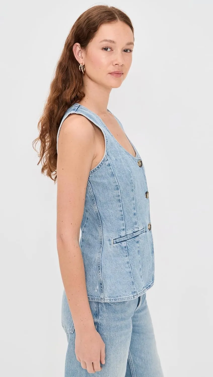 Madewell Women's Denim Scoop Neck Vest in Edmonson Wash