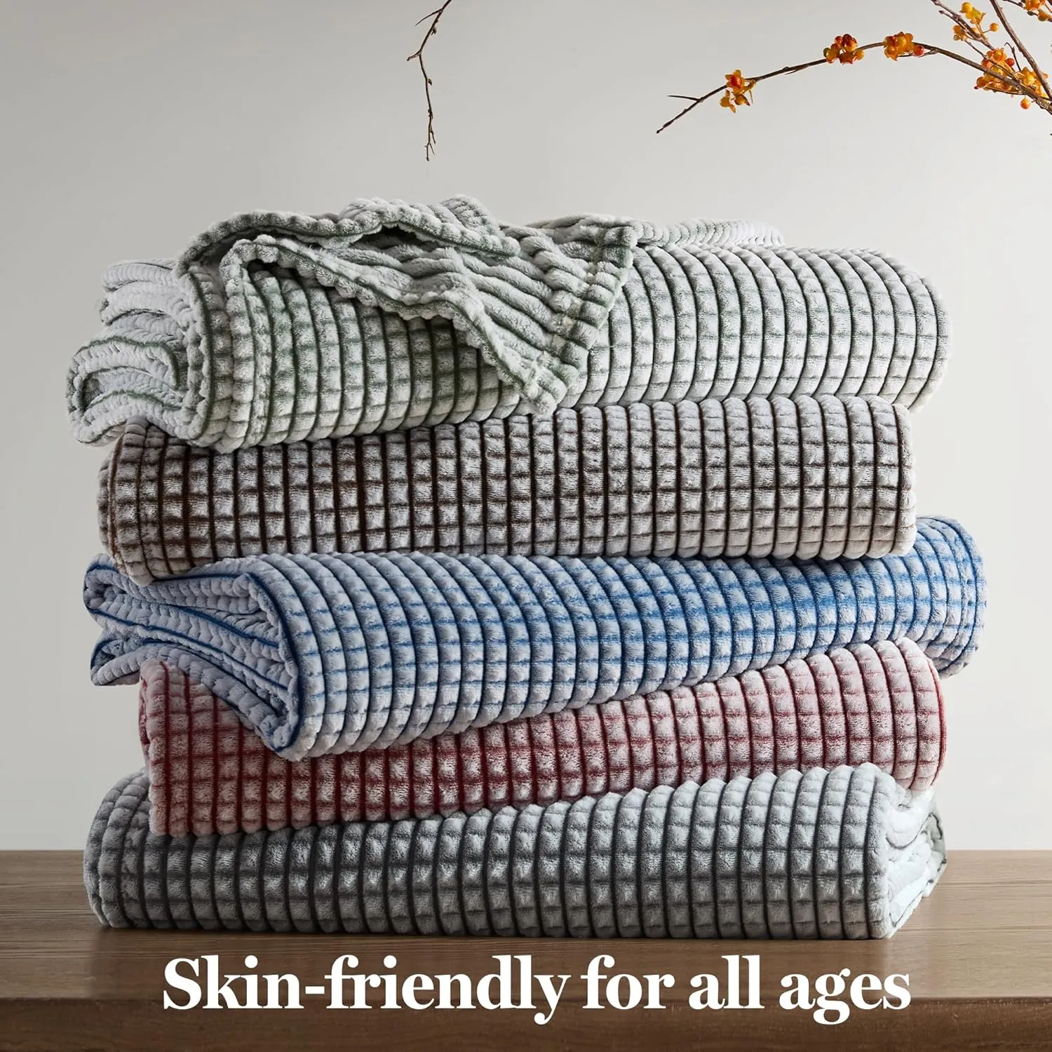 Madison Park Cozy Blanket Soft Plush Blanket Chic Backprinted Carved Texture Design, Trendy, All Seasons Lightweight Bedding for Summer Cover for Bed, Couch & Sofa, Full/Queen, Green