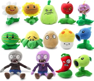 Maikerry 14pcs Plants and Zombies Plush vs Toys Sets PVZ Plush Stuffed Toys Soft Figure Doll Great Birthday Gifts for Boys and Girls