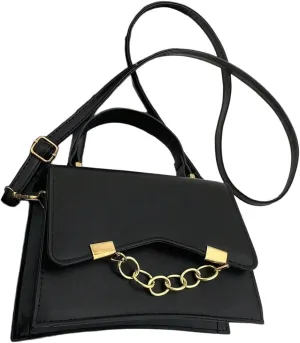 MakeMeChic Women's Faux Leather Crossbody Bag Top Handle Flap Square Handbags