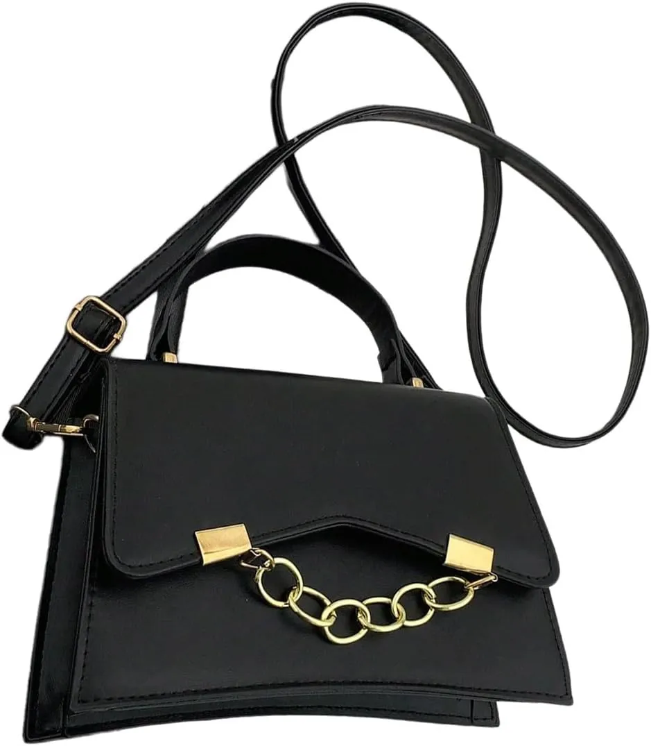 MakeMeChic Women's Faux Leather Crossbody Bag Top Handle Flap Square Handbags