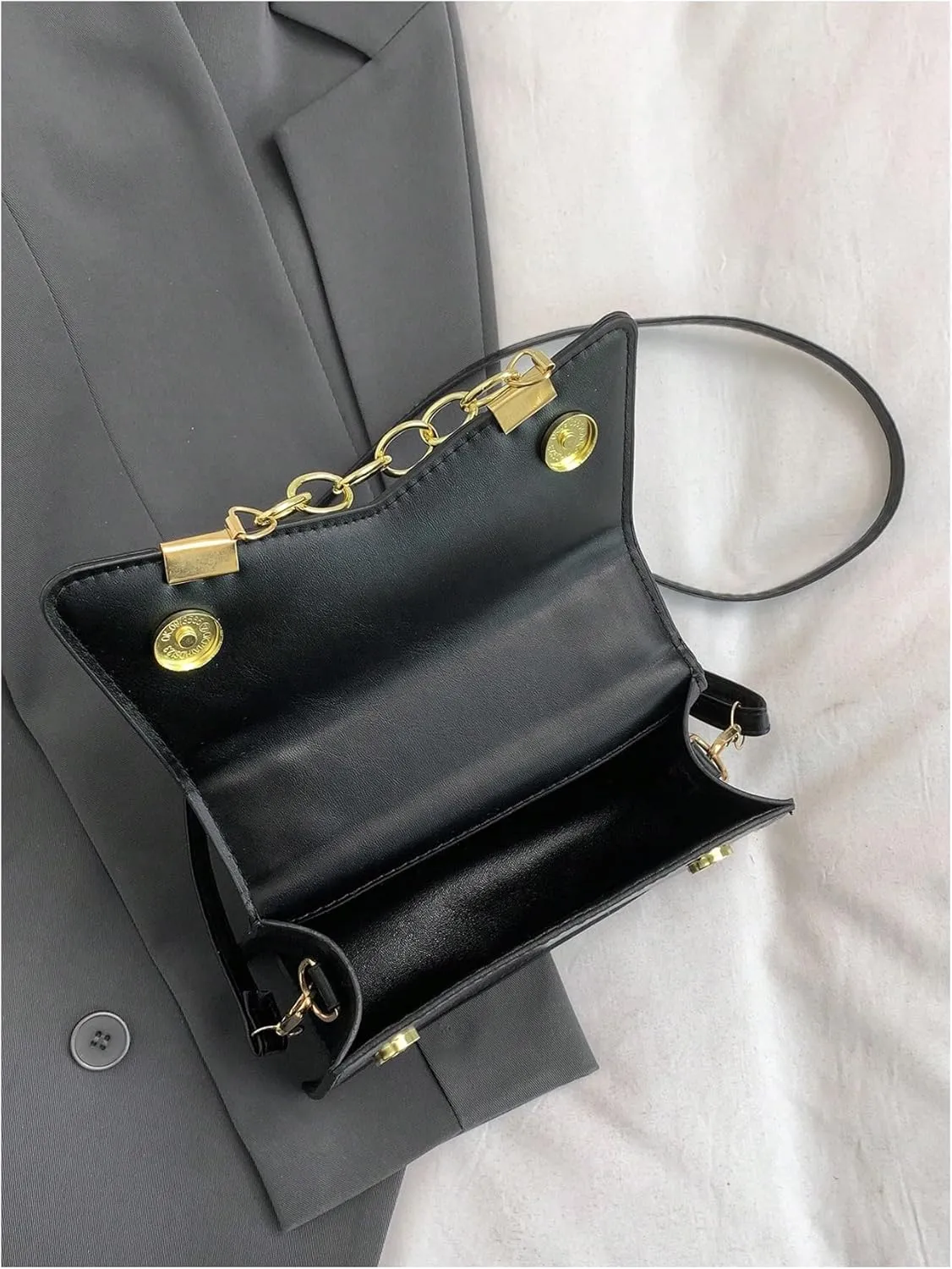 MakeMeChic Women's Faux Leather Crossbody Bag Top Handle Flap Square Handbags