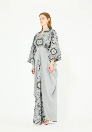 Mandarin Collar Embroidered Draped Jalabiya