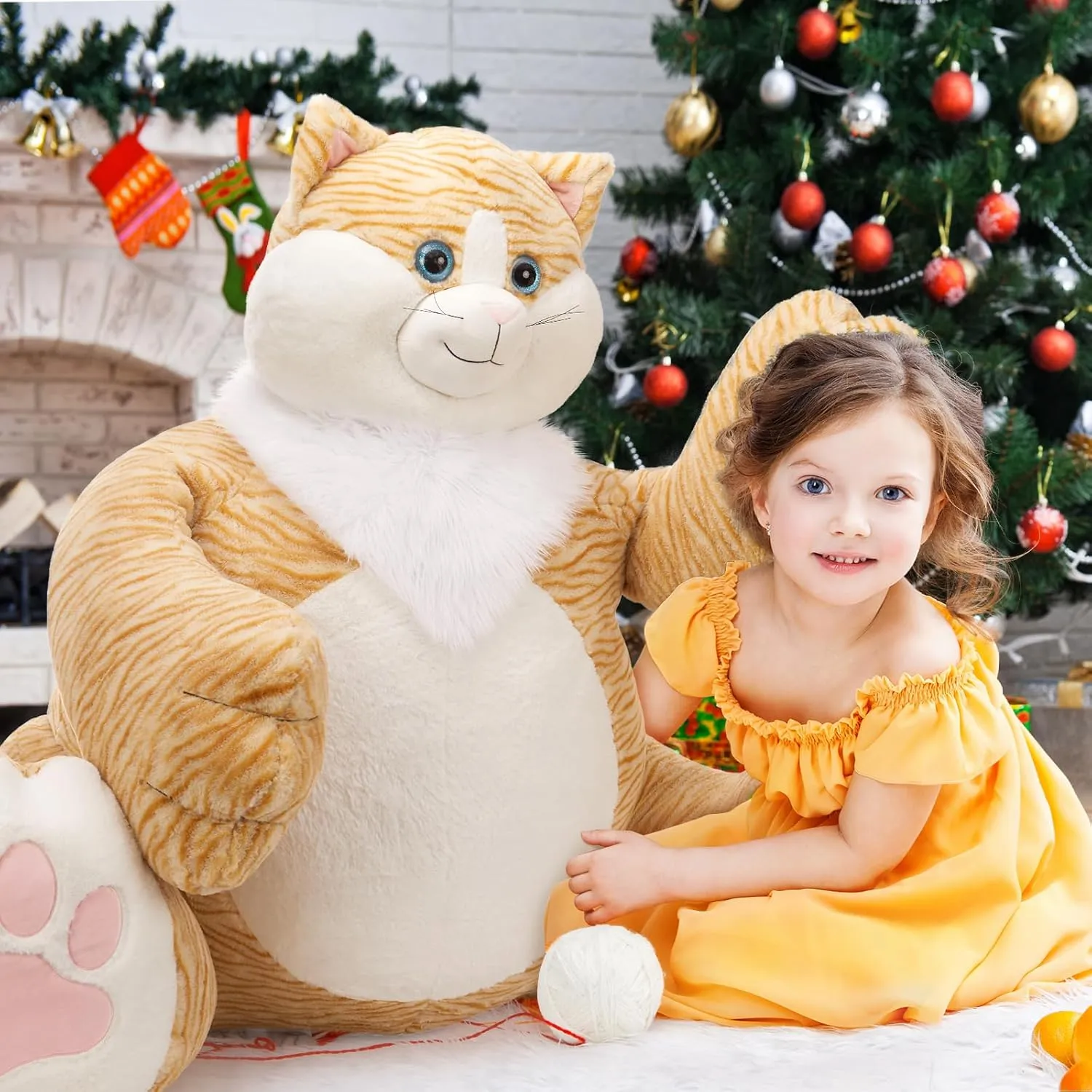 MaoGoLan 20lbs Giant Big Fat Orange Cat Plush Toy, Large Overweight Cat Stuffed Animal 39.3 inches Huge Cute Jumbo Soft Toys,Huge Big Size Fluffy Plushy Fat Oversized Plushie, Gifts for Kid Girl