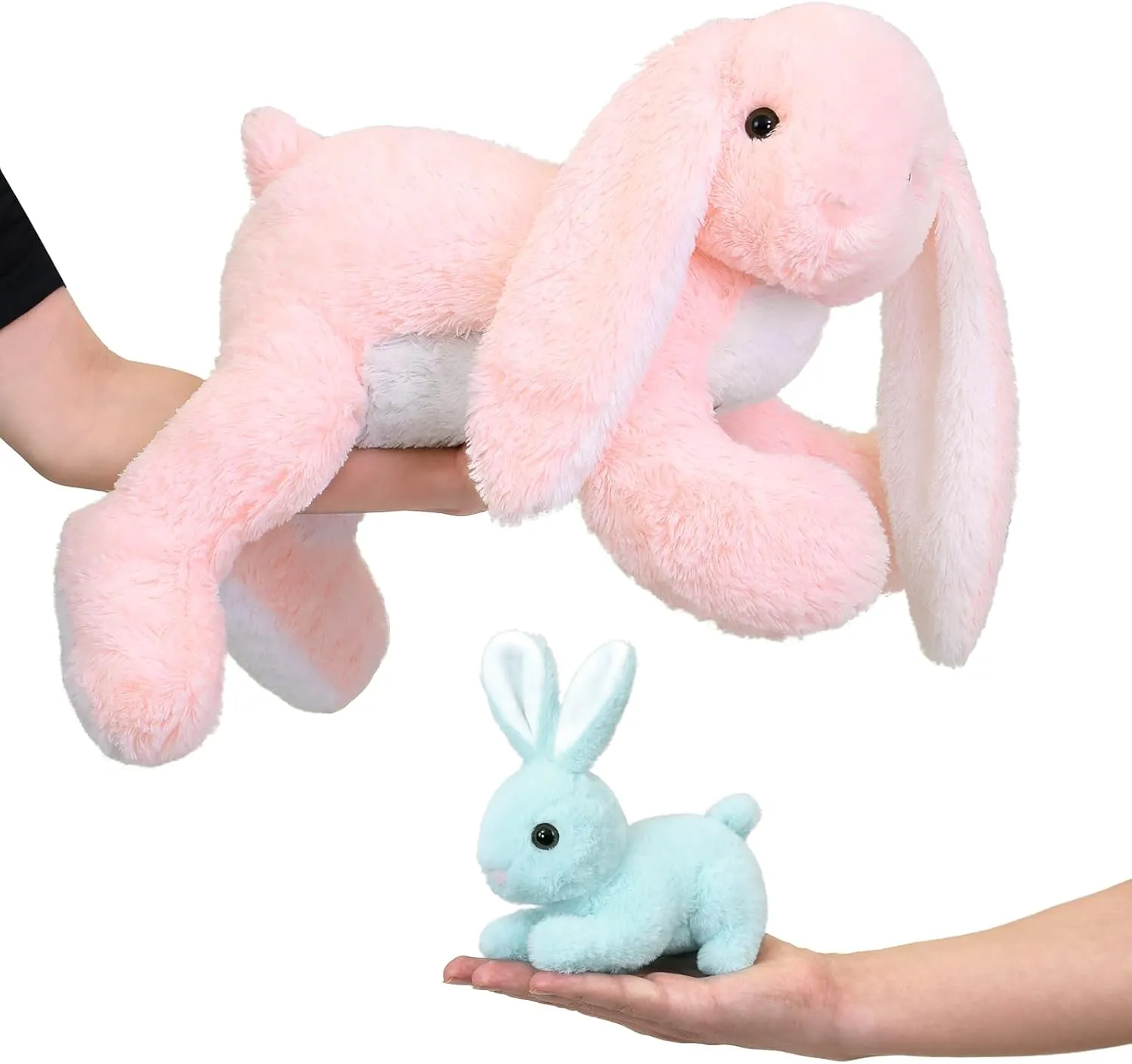 MaoGoLan 4Pcs Giant Bunny Stuffed Animal with 3 Babies Inside, 24" Easter Bunny Plush Toys, Soft and Cuddly Pink Stuffed Rabbit Gift for Kids,Girls,Boys,Teens