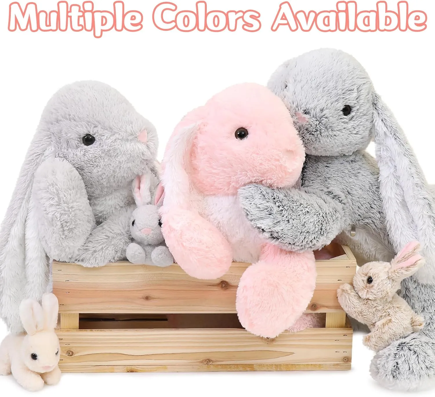 MaoGoLan 4Pcs Giant Bunny Stuffed Animal with 3 Babies Inside, 24" Easter Bunny Plush Toys, Soft and Cuddly Pink Stuffed Rabbit Gift for Kids,Girls,Boys,Teens