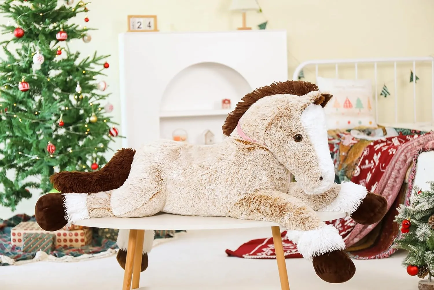 MaoGoLan Large Horse Plush Stuffed Animal, Big Horse Pillow Plush Toy, Ridable Huge Stuffed Pony, Giant Horse Plush Pillow for Kids 47 inches