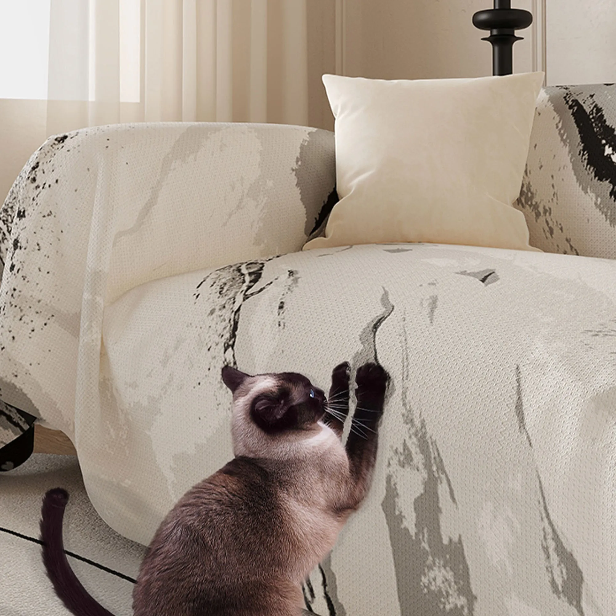 Marble Drift Linen Sofa Cover