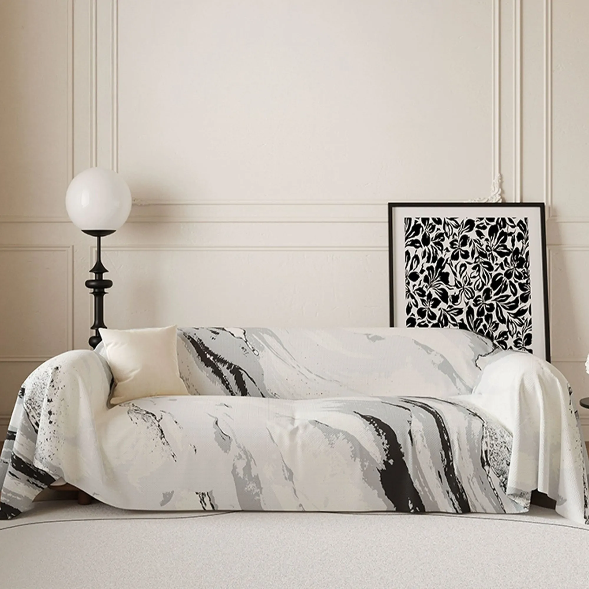 Marble Drift Linen Sofa Cover
