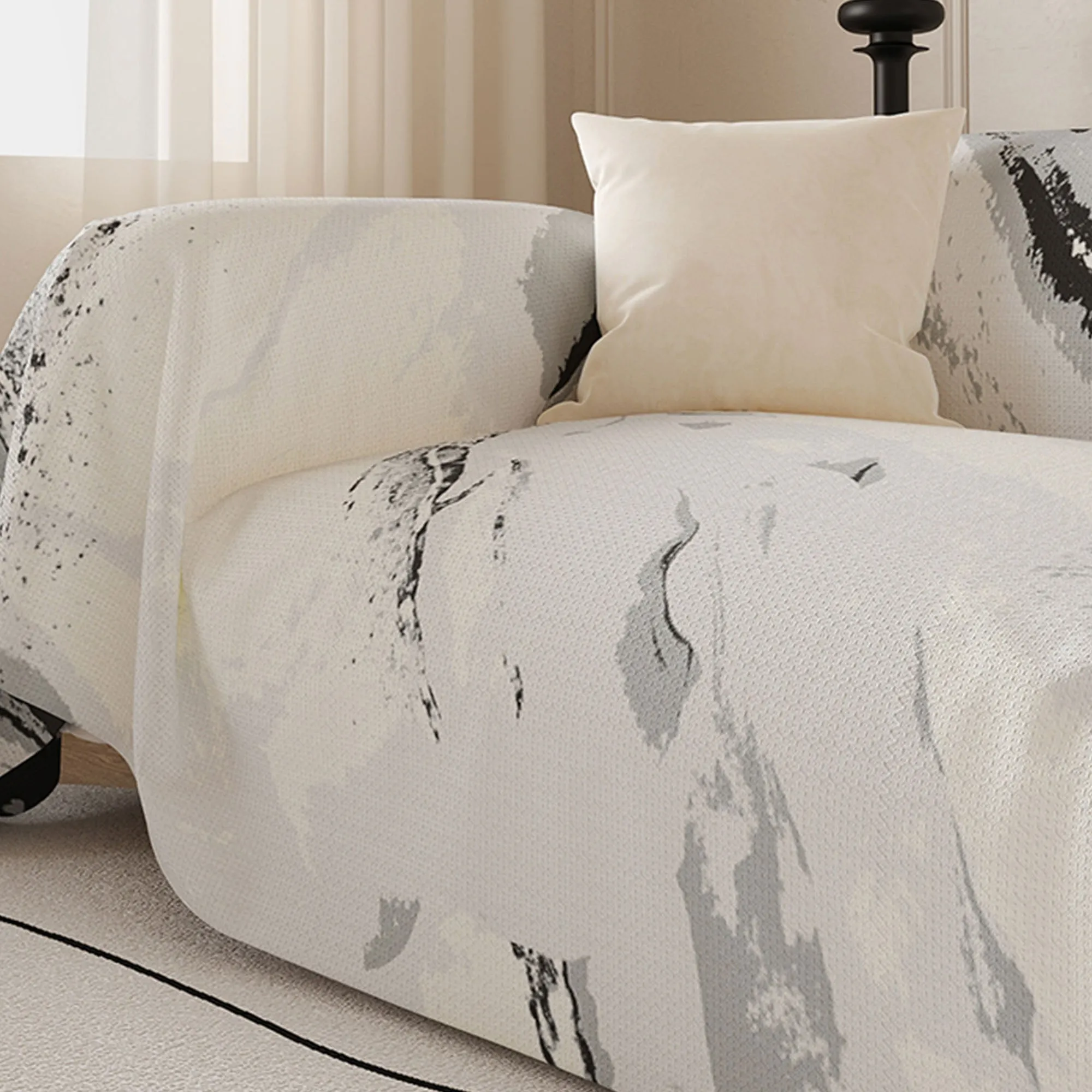 Marble Drift Linen Sofa Cover