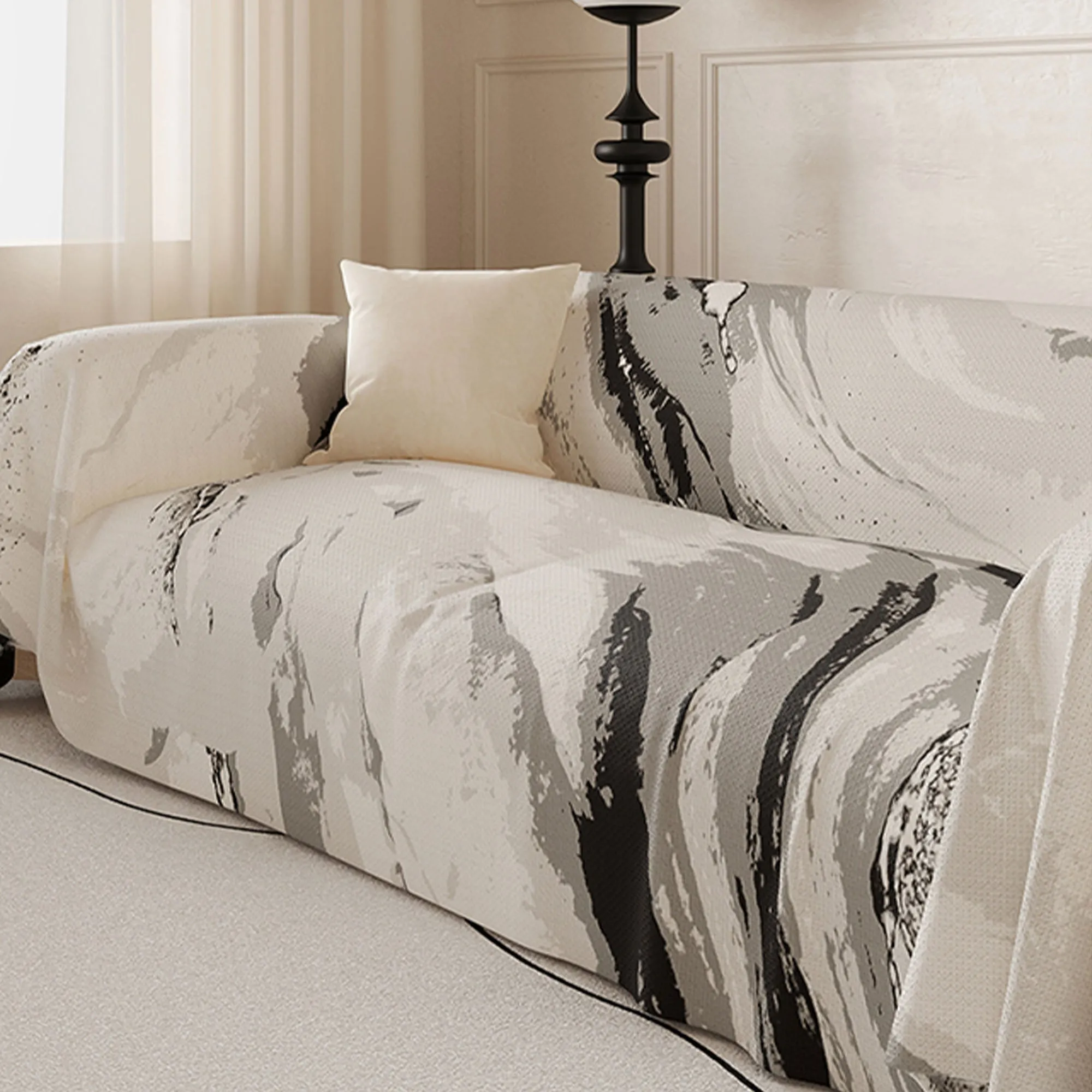 Marble Drift Linen Sofa Cover