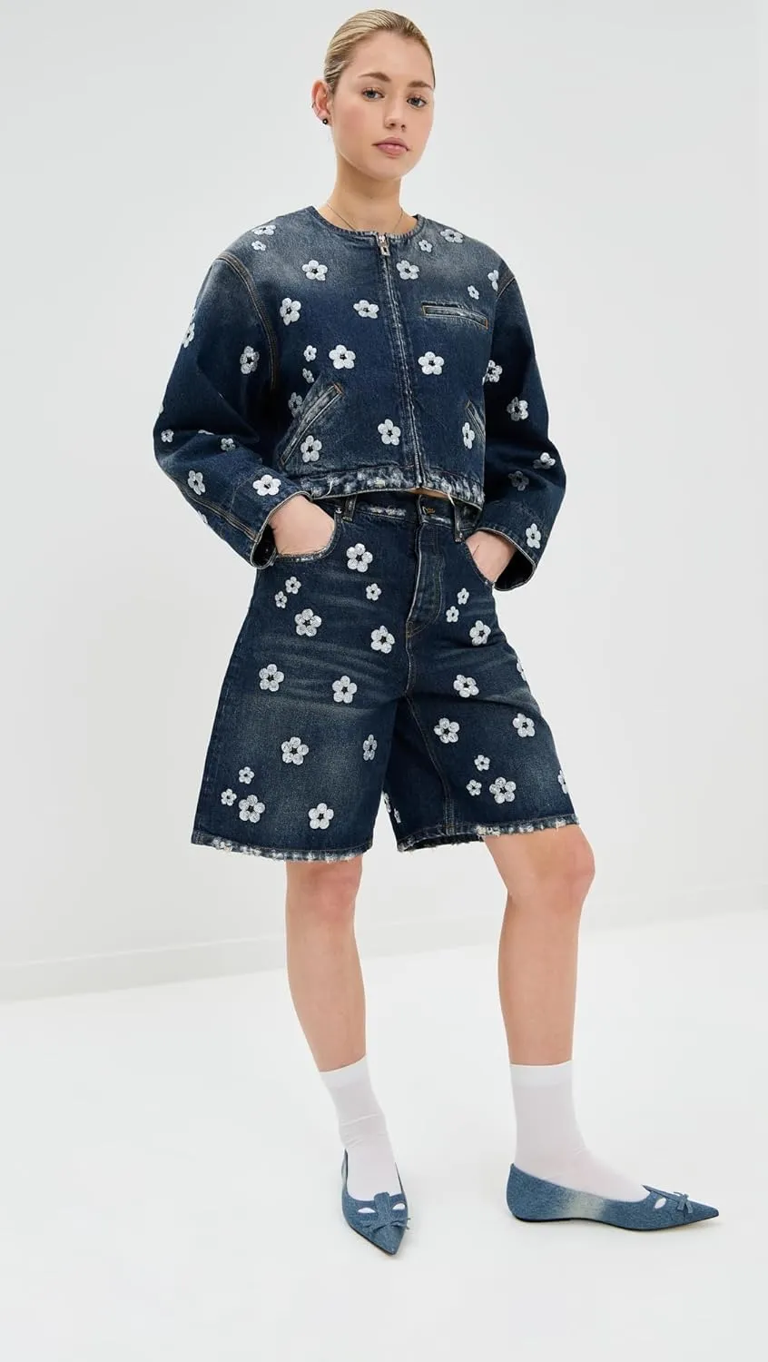 Marc Jacobs Women's Sequin Daisy Wide Leg Shorts