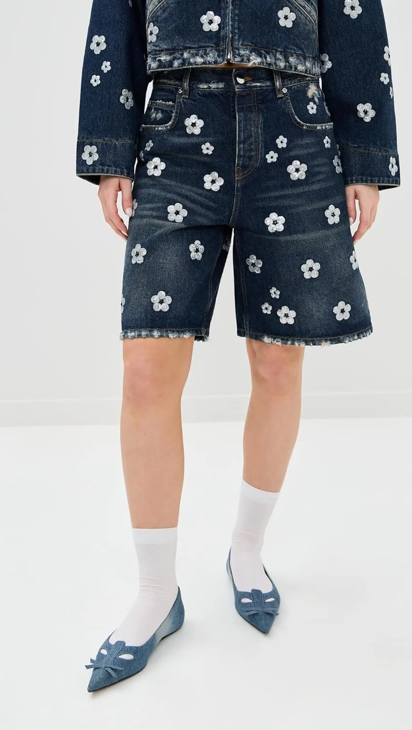 Marc Jacobs Women's Sequin Daisy Wide Leg Shorts
