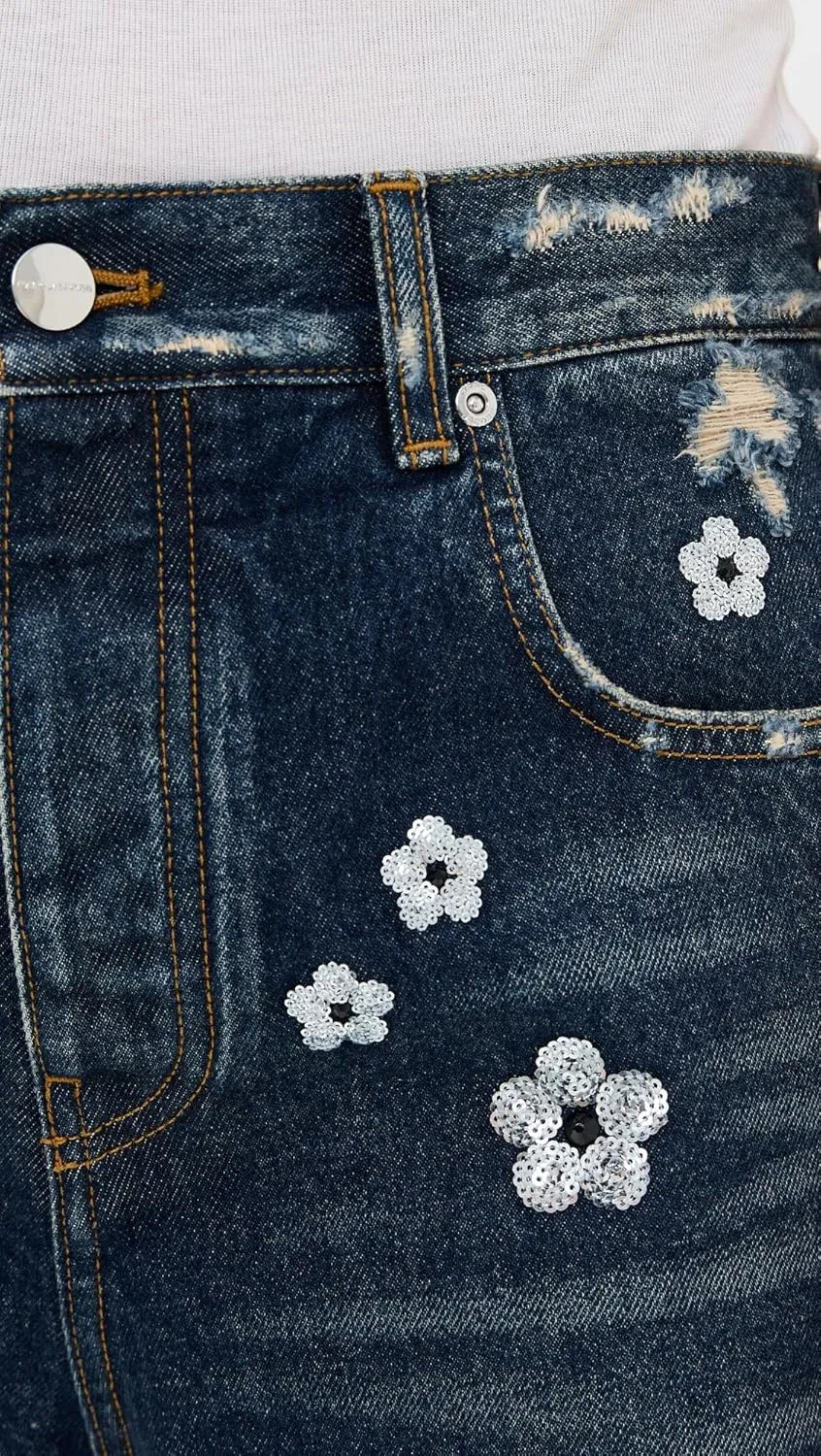 Marc Jacobs Women's Sequin Daisy Wide Leg Shorts