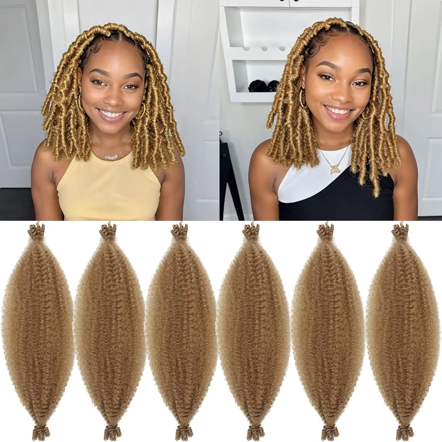 Marley Twist Braiding Hair 12 Inch Marley Hair for Soft Faux Locs Spring Twist hair Passion Twist Hair Butterfly Locs Crochet Hair for Black Women Kinky Twist Hair for Braiding(6 Packs,27#)