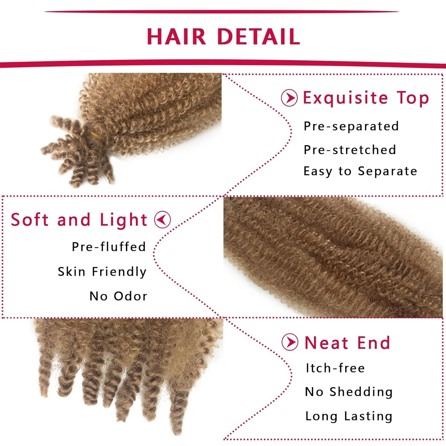 Marley Twist Braiding Hair 18 Inch Wrapping Hair for Soft Locs 8 Packs Afro Twist Hair Color 27 Kinky Twist Braiding Hair Golden Brown Cuban Twist Hair for Black Women (18 Inch (Pack of 8), 27#)