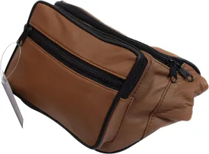 MARSHAL Leather Waist pack, Belt Pouch, Fanny Pack, Bumbag (Light Brown)
