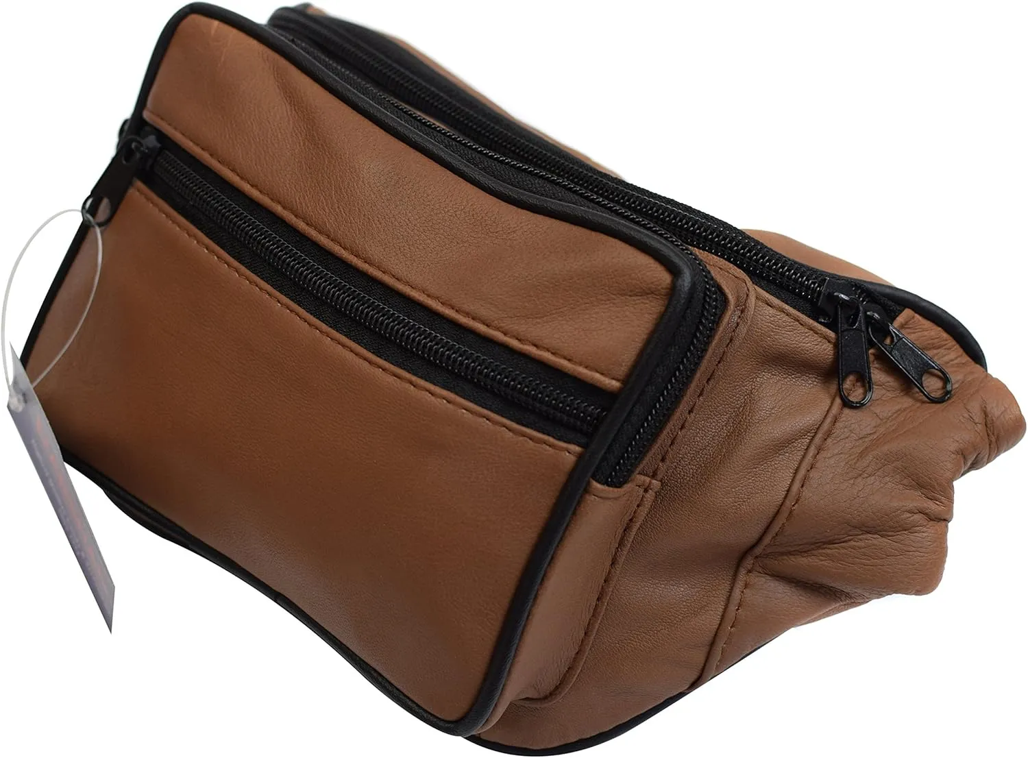 MARSHAL Leather Waist pack, Belt Pouch, Fanny Pack, Bumbag (Light Brown)