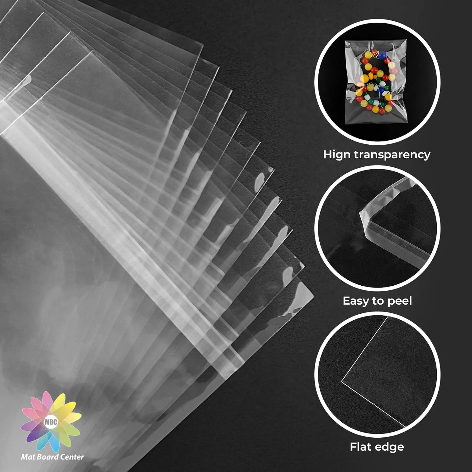 Mat Board Center, 11"x14" Crystal Clear Sleeves, Resealable Polypropylene Storage Bags with Flap Fit for 11x14 Photo Mat, Photos & Prints - 100 Pack