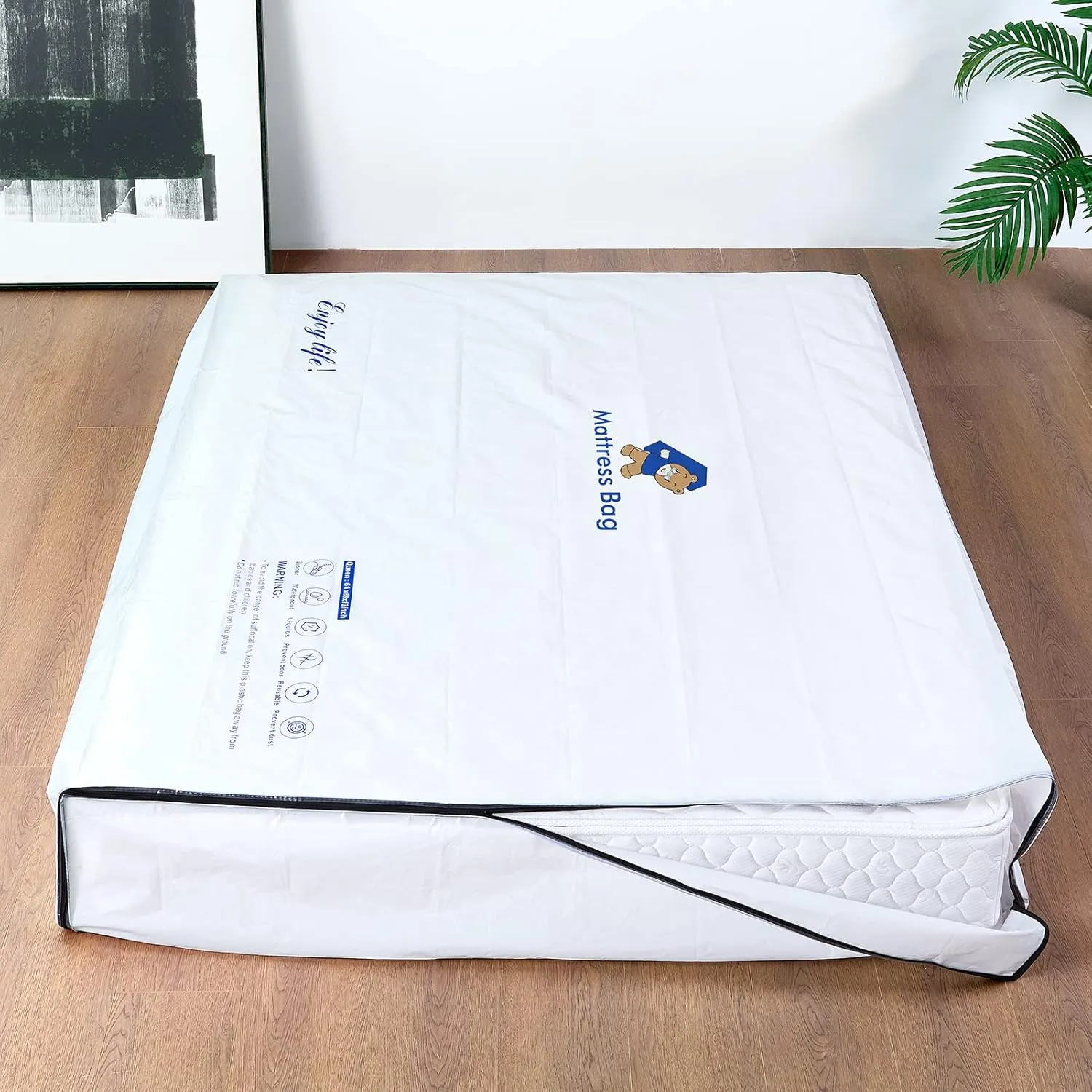 Mattress Bags for Moving and Storage,6 Mil Waterproof Zippered Mattress Bag Full Size, Extra Thick Tear & Puncture Resistance, Heavy-Duty Mattress Moving Supplies