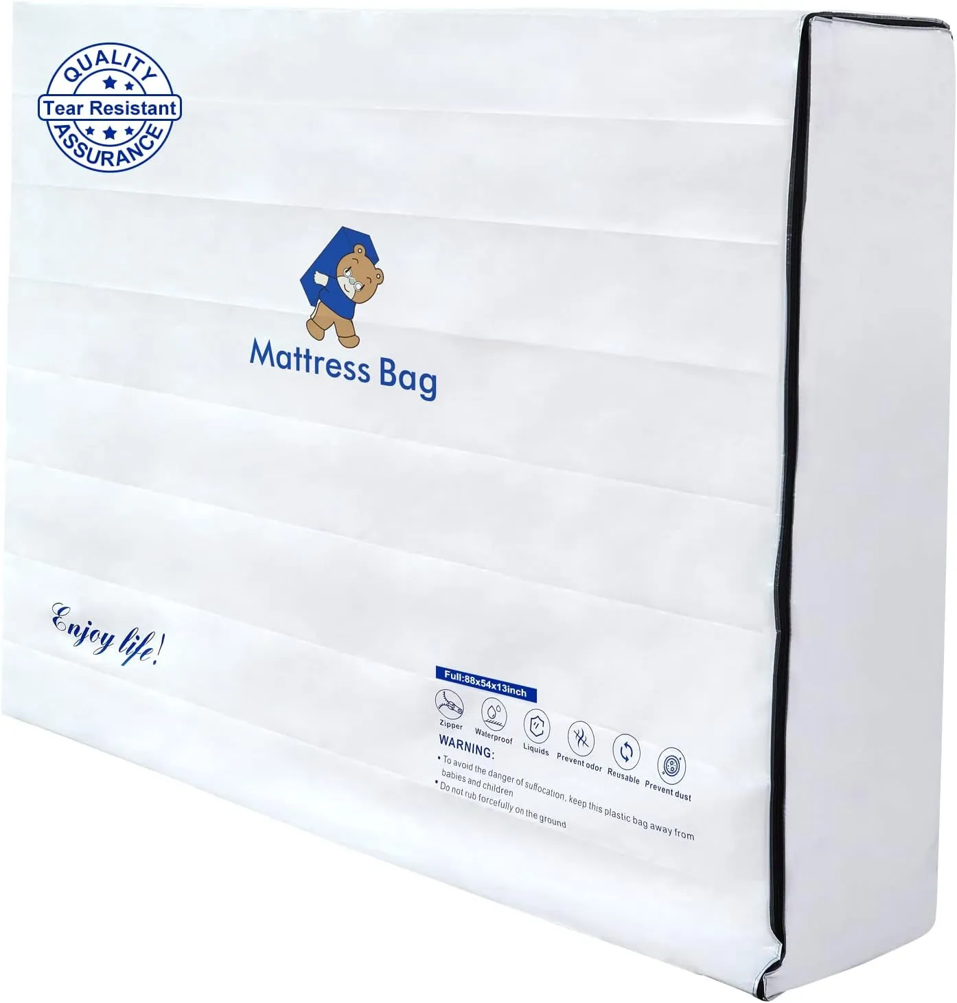 Mattress Bags for Moving and Storage,6 Mil Waterproof Zippered Mattress Bag Full Size, Extra Thick Tear & Puncture Resistance, Heavy-Duty Mattress Moving Supplies